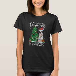 T-shirt Bordure Collie Lumières de Noël Pyjama Chien Noël