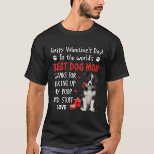 T-shirt Bordure Collie Meilleur Chien Maman Valentines Jou