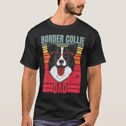 T-shirt Bordure Collie Papa Père Retro Bordure Collie Chie (Devant)