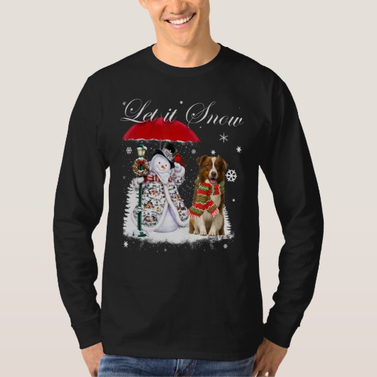 T-shirt Bordure Collie Père Noël Chien Noël Snowman Xmas P (Devant)