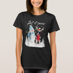 T-shirt Bordure Collie Père Noël Chien Noël Snowman Xmas P