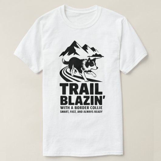 T-shirt Bordure Collie Silhouette avec Trail Path (Design devant)