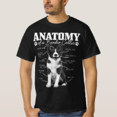 T-shirt Bordure d'anatomie noire et blanche Collie Chien (Devant)