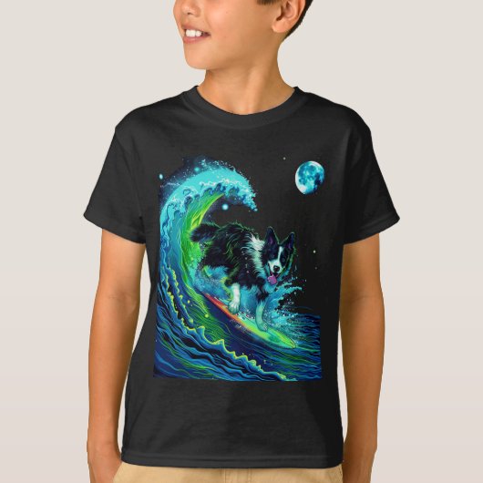 T-shirt Bordure de surf Lune Collie Enfants (Devant)