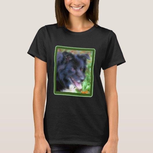 T-shirt Bordure noire Collie Chien Art peinture photo (Devant)