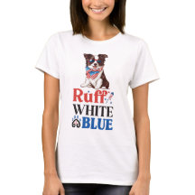 Bordure Patriotique Collie Ruff Blanc & Bleu