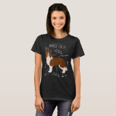 T-shirt Bordure rouge Collie Anatomie mignonne animal chie (Devant entier)