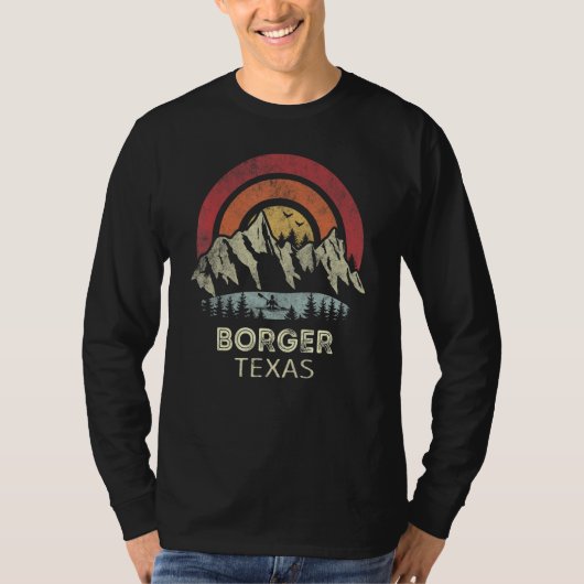 T-shirt Borger Texas Mountain Sunset Sunrise Kayaking (Devant)