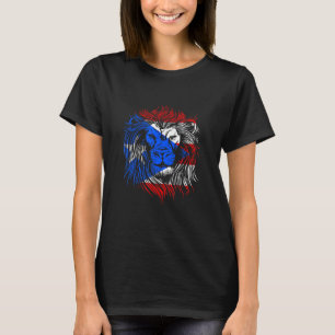 T-shirt Boricua Drapeau Tête de lion Lions Fierté de crâne