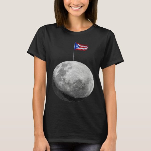 T-shirt Boricua hasta en la luna Puerto Rico's flag on the (Devant)