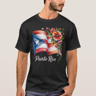 T-shirt Boricua Pride Floral Puerto Rican Drapeau Aquarell