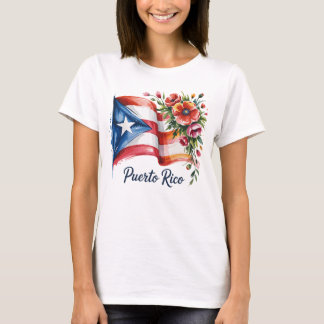 T-shirt Boricua Pride Floral Puerto Rican Drapeau Aquarell