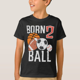 T-shirt Born Basketball Football 2nd Birthday Toddler Boy 