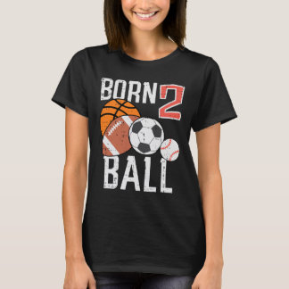 T-shirt Born Basketball Football 2nd Birthday Toddler Boy 