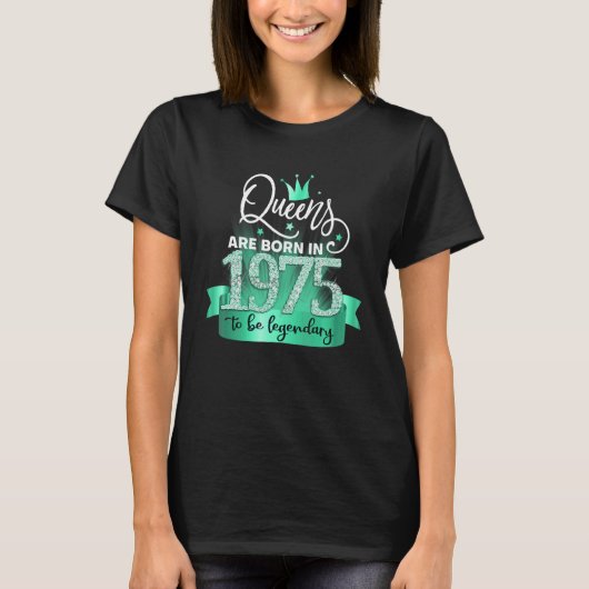T-shirt Born in 1975 I Black Turquoise Party Outfit & Acce (Devant)