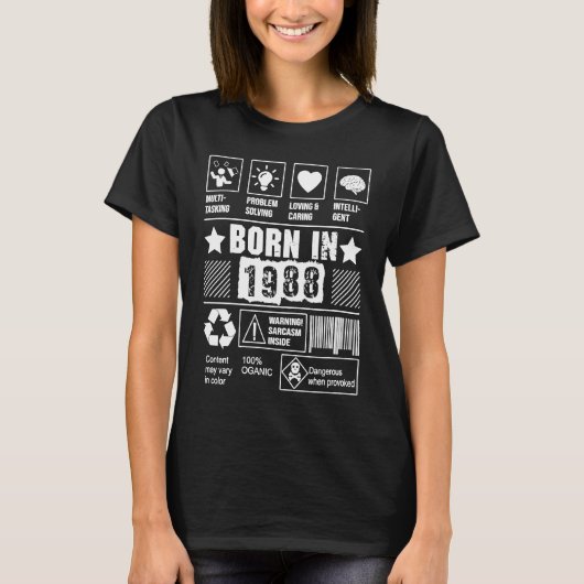 T-shirt Born In 1988 Multi tasking Problem Solving Loving  (Devant)