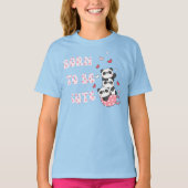 T-shirt Born to Be Cute – Adorable Panda Stack Kids (Devant)