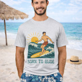 T-shirt Born To Glide Cali Surfer -Retro Surf Art- Surfing
