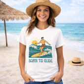 T-shirt Born To Glide Cali Surfer -Retro Surf Art- Surfing