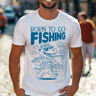 T-shirt Born To Go Fishing - Cool Fish Dino T-rex Lovers 