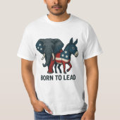 T-shirt Born To Lead – Elephant & Donkey Patriotic Design (Devant)