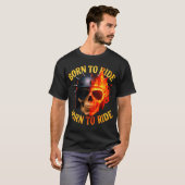 T-shirt Born to Ride Flaming Skull Helmet (Devant entier)