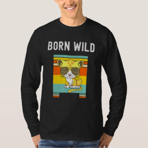 T-shirt Born Wild Leopard Cat Lunettes de soleil Jungle Bi