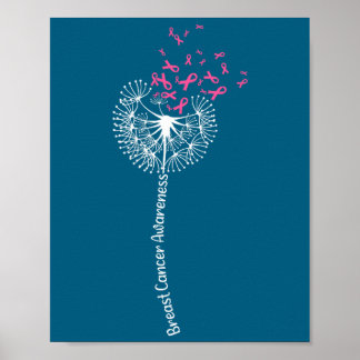 T-shirt Borstkanker Bewustzijn Bloem Roze Poster
