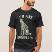 T-shirt Borzoi Christmas I'm Fine Everything Is Fine  (Devant)