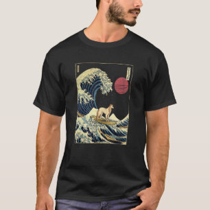 T-shirt Borzoi Japonais Kanagawa Vague Surf drôle Chien