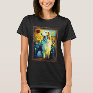 T-shirt Borzoi Peinture Fleur de tournesol Maman Femmes Fl