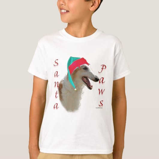 T-shirt Borzoi Père Noël Paws (Devant)