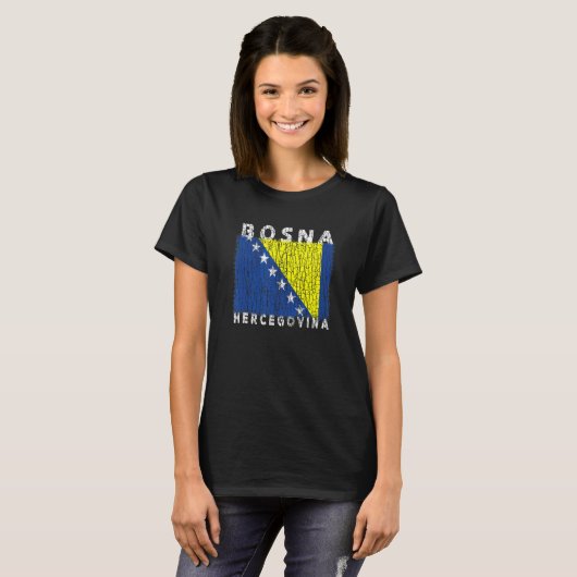 T-shirt Bosnia and Herzegovina Flag Used Look  For Bosnian (Devant entier)