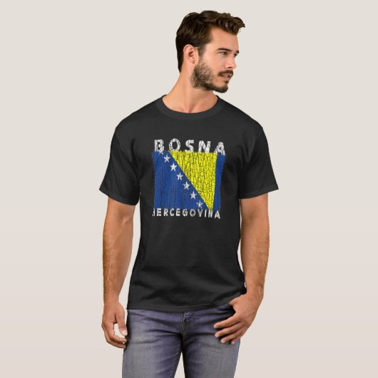 T-shirt Bosnia and Herzegovina Flag Used Look  For Bosnian (Devant entier)