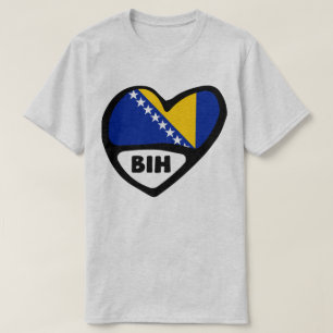 T-shirt Bosnie-Herzégovine Code du pays Coeur du drapeau B