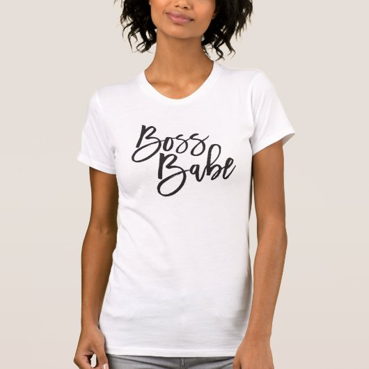T-shirt BOSS BABE noir script minimal devis de travail ten (Devant)