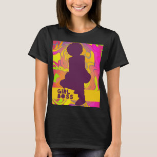 T-shirt Boss de fille noire avec Afro Super Neon Psychedel