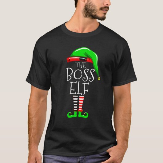T-shirt Boss Elf Famille de Noël Matching Hommes Femmes K (Devant)
