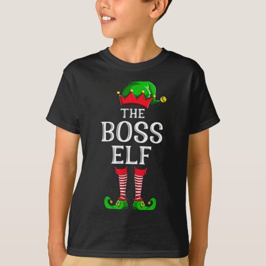 T-shirt Boss Elf Matching Family Group Christmas Party Paj (Devant)