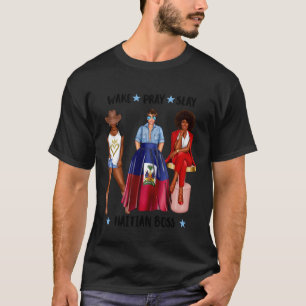 T-shirt Boss Haïtien Africain Drapeau D'Haïti Femme
