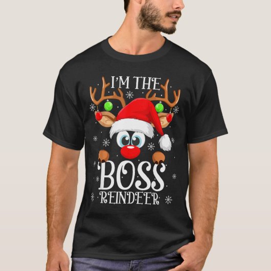 T-shirt Boss Reindeer Christmas Family Matching Group Funn (Devant)