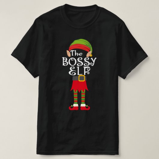 T-shirt bossy elf famille appariement noël (Design devant)