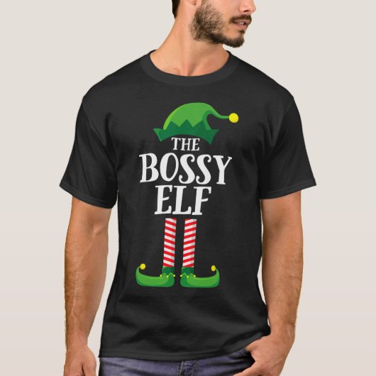 T-shirt Bossy Elf Matching Family Group Christmas Party Py (Devant)