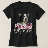 T-shirt Bostie Chien Maman Floral Boston Terrier (Design devant)