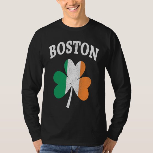T-shirt Boston Irish Flag ShamrockI St Patrick's Day (Devant)