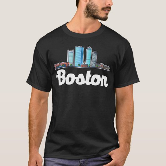 T-shirt Boston Massachusetts City Skyline (Devant)