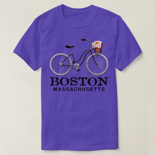 T-shirt Boston Massachusetts Fleurs Vélo Panier Été Tr (Design devant)