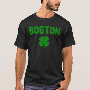 T-shirt Boston Massachusetts Irlandais Shamrock Texte Vint