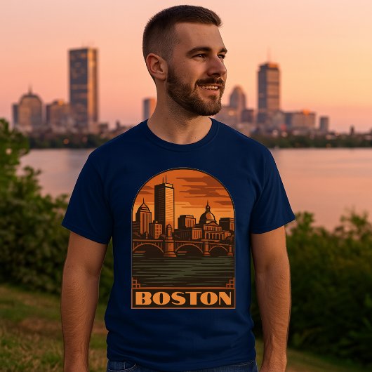 T-shirt Boston Retro Art Deco
