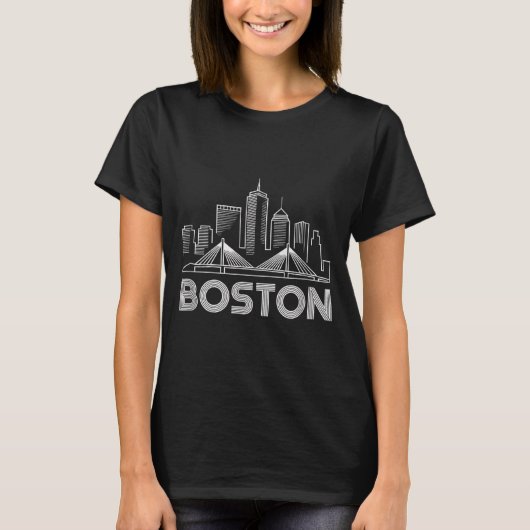 T-shirt Boston Skyline Retro Vintage City Lovers (Devant)